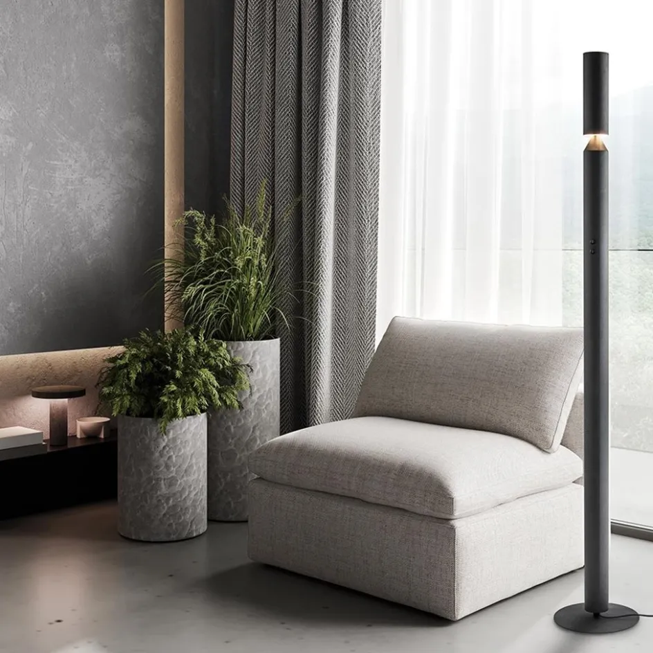 Mat zwarte vloerlamp up+down>Straluma Sale