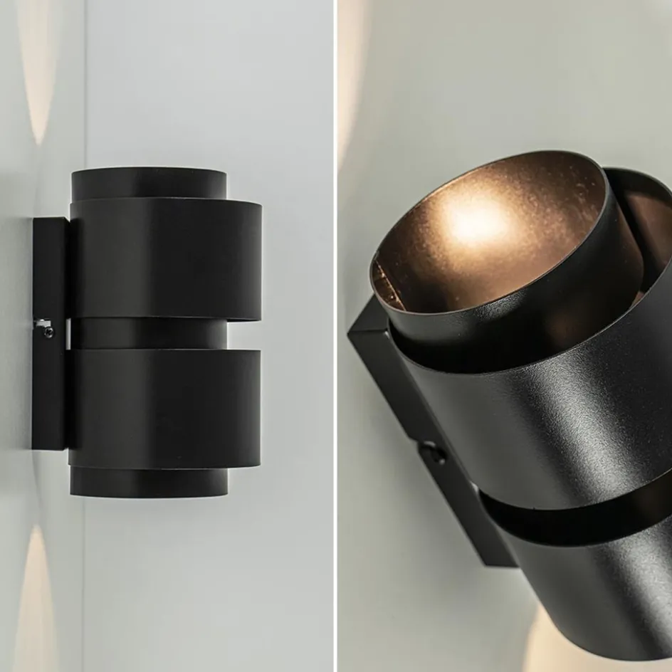 Mat zwarte wandlamp cilinder up+down G9>Straluma Hot