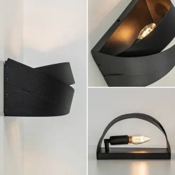 Mat zwarte wandlamp half rond E14></noscript>Straluma Discount