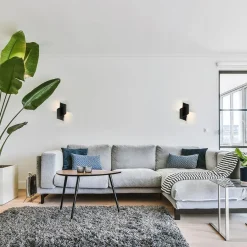 Mat zwarte wandlamp krul G9><noscript><img width=