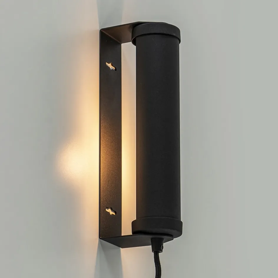 Mat zwarte wandlamp met snoer>Straluma Best
