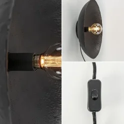 Mat zwarte wandlamp Neva inclusief snoer><noscript><img width=