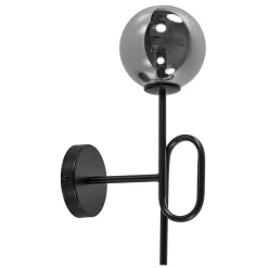 Mat zwarte wandlamp trompet met smoke glas>Straluma Sale