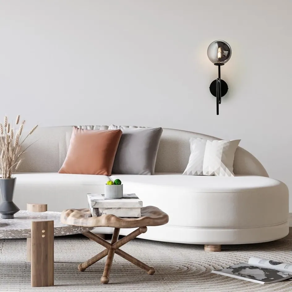 Mat zwarte wandlamp trompet met smoke glas>Straluma Sale