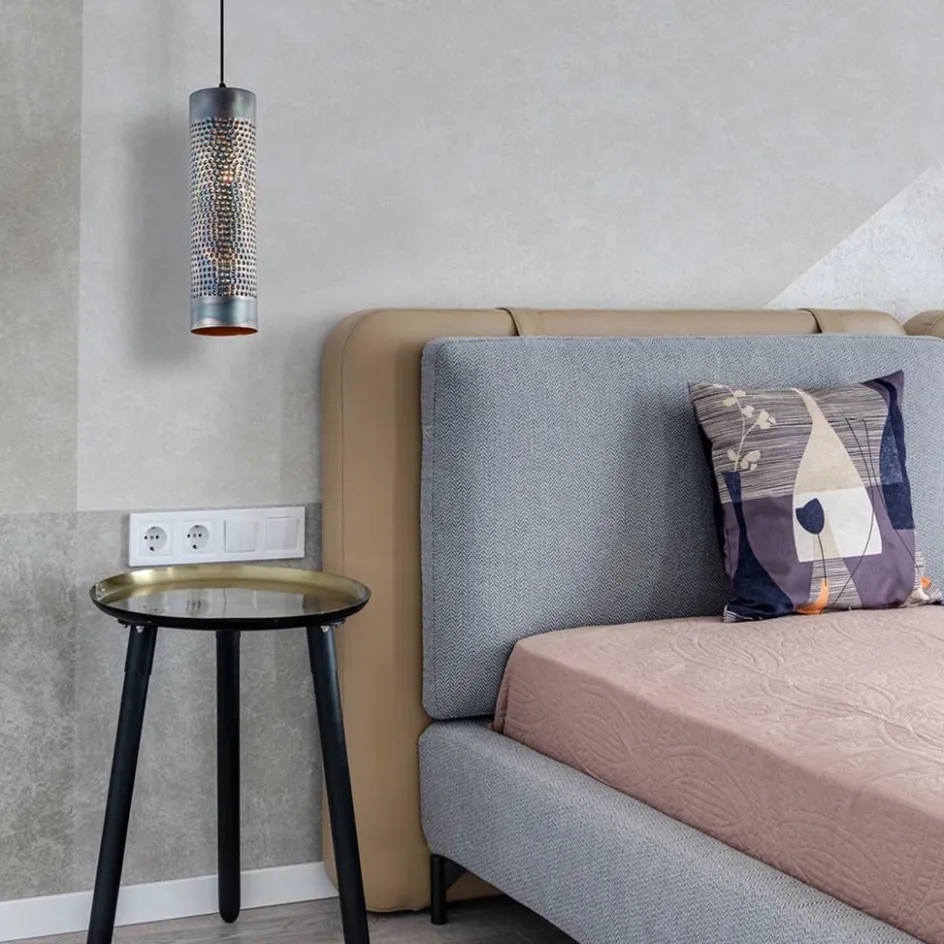 Metalen hanglamp cilinder bruin gevlamd>Straluma Hot