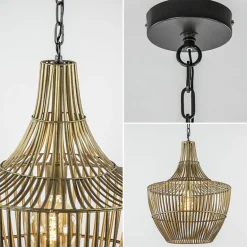 Metalen hanglamp Stella antiek brons met zwart></noscript>Straluma Discount