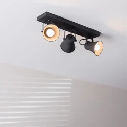 Metalen 3-l plafondlamp mat zwart verstelbaar></noscript>Straluma