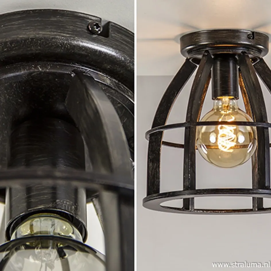 Metalen plafondlamp antiek zwart>Straluma Outlet