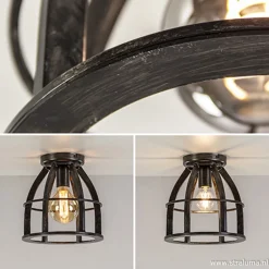 Metalen plafondlamp antiek zwart><noscript><img width=