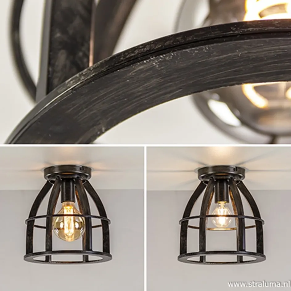 Metalen plafondlamp antiek zwart>Straluma Outlet