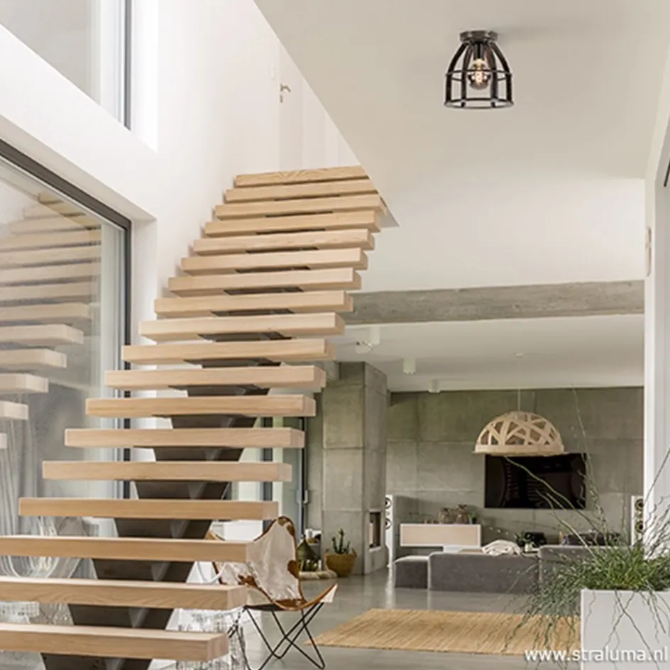 Metalen plafondlamp antiek zwart>Straluma Outlet