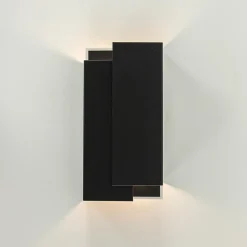 Metalen wandlamp zwart met overlap><noscript><img width=