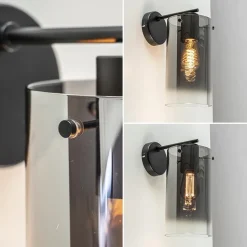 Modern klassieke wandlamp cilinder met smoke glas><noscript><img width=