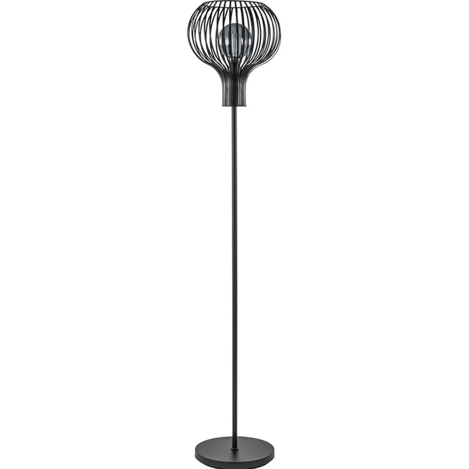 Modern landelijke vloerlamp mat zwart met draadkap>Straluma New