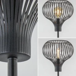 Modern zwarte vloerlamp met draad kap><noscript><img width=