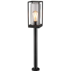 Moderne buitenlamp lantaarn op paal zwart met helder glas>Straluma New