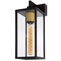 Moderne buitenlamp rechthoek zwart met goud IP54>Straluma Hot