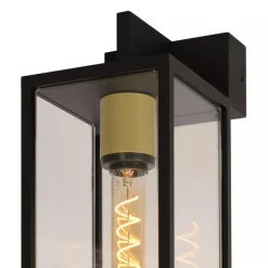 Moderne buitenlamp rechthoek zwart met goud IP54><noscript><img width=