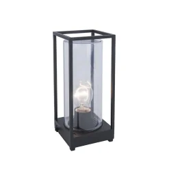 Moderne buitenlamp tafel zwart aluminium met helder glas>Straluma New