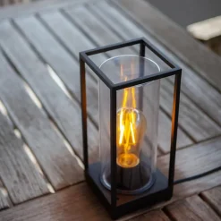 Moderne buitenlamp tafel zwart aluminium met helder glas></noscript>Straluma New