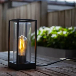 Moderne buitenlamp tafel zwart aluminium met helder glas></noscript>Straluma New