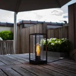 Moderne buitenlamp tafel zwart aluminium met helder glas></noscript>Straluma New