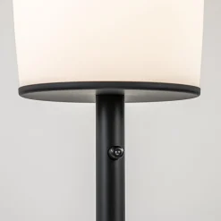Moderne design vloerlamp zwart met opaal glas dim to warm><noscript><img width=