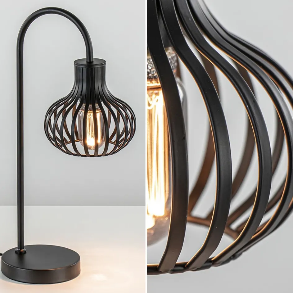 Moderne draad tafellamp onion mat zwart>Straluma