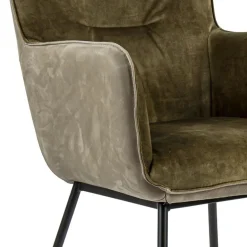 Moderne eetkamerstoel leder met stoffen zitting><noscript><img width=