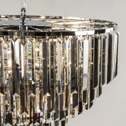 Moderne kroonluchter chroom met helder en smoke glas><noscript><img width=