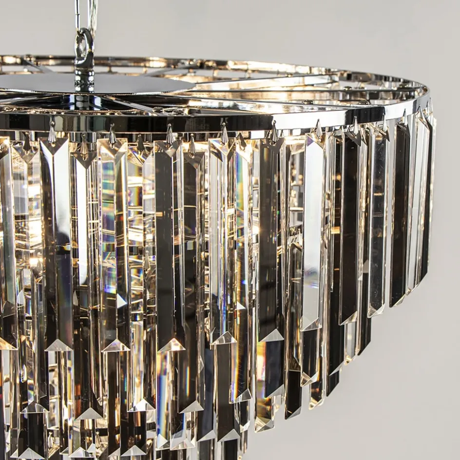 Moderne kroonluchter chroom met helder en smoke glas>Straluma Best