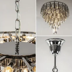 Moderne kroonluchter chroom met helder en smoke glas><noscript><img width=