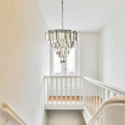 Moderne kroonluchter chroom met helder en smoke glas><noscript><img width=