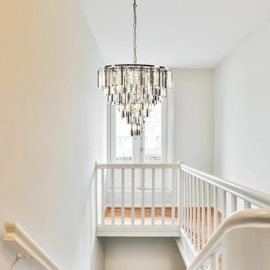 Moderne kroonluchter chroom met helder en smoke glas>Straluma Best