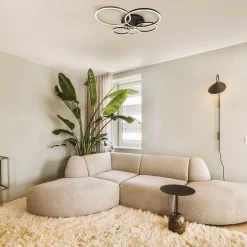 Moderne LED plafondlamp ringen zwart/goud dimbaar><noscript><img width=