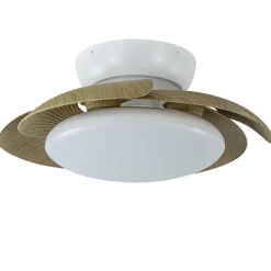 Moderne LED plafondventilator wit met houten bladen>Straluma Outlet