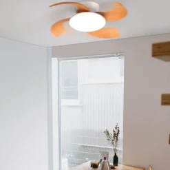 Moderne LED plafondventilator wit met houten bladen></noscript>Straluma Outlet