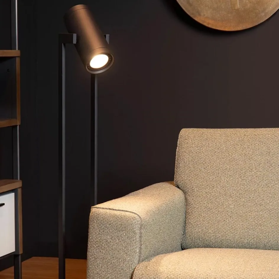 Moderne LED vloerlamp mat zwart met kantelbare spot>Straluma Outlet