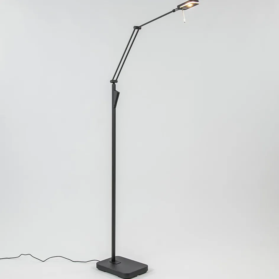 Moderne LED vloerlamp zwart met verstelbare arm>Straluma Online