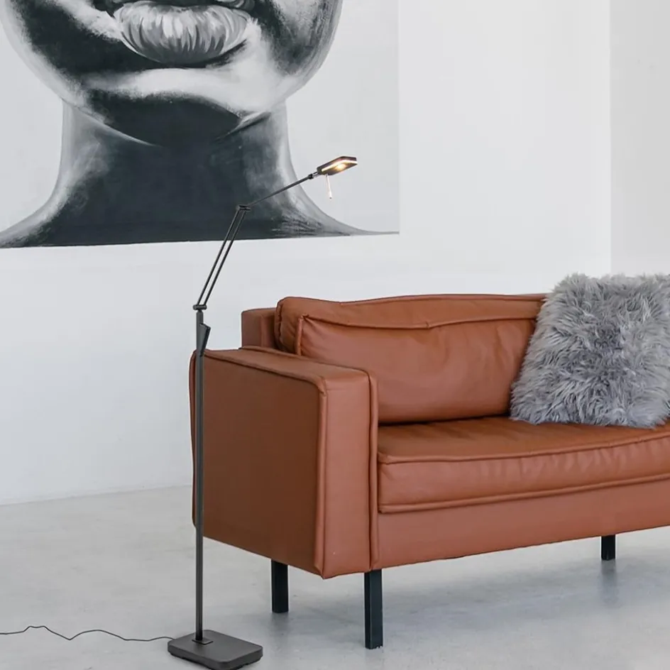 Moderne LED vloerlamp zwart met verstelbare arm>Straluma Online