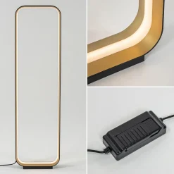 Moderne LED vloerlamp zwart/goud dim to warm></noscript>Straluma Hot