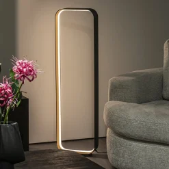 Moderne LED vloerlamp zwart/goud dim to warm></noscript>Straluma Hot