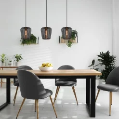 Moderne 3-lichts eettafelhanglamp Adeta mat zwart></noscript>Straluma Discount