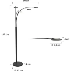 Moderne 5-lichts LED vloerlamp zwart><noscript><img width=