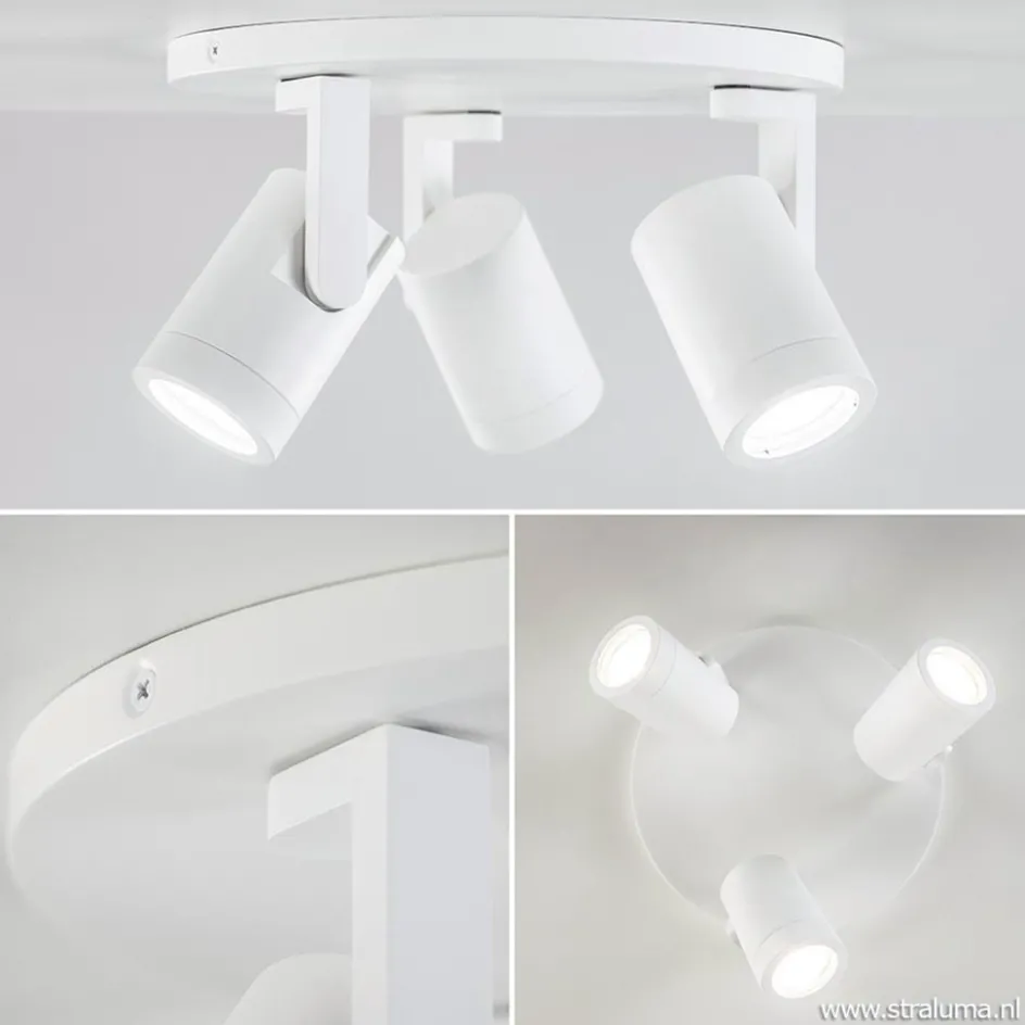 Moderne 3-lichts plafondspot wit metaal>Straluma Hot