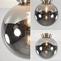 Moderne plafondlamp nikkel met smokey glas></noscript>Straluma New