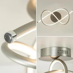 Moderne plafondlamp nikkel inclusief 3-standen dimbaar LED><noscript><img width=