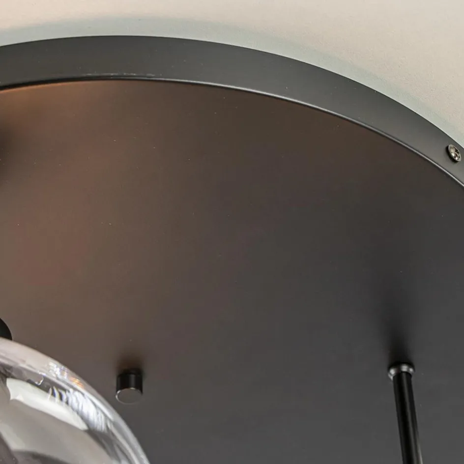 Moderne plafondlamp zwart met 20 cm helder glas>Straluma