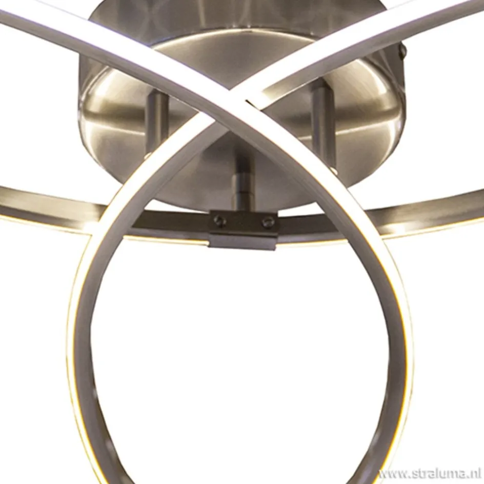 Moderne plafonnière nikkel met LED>Straluma Hot