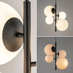 Moderne retro hanglamp zwart met witte bollen></noscript>Straluma Sale